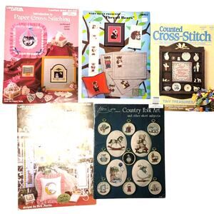 Lot of Vintage Baby Children Cross Stitch Pattern Booklets 80s 90s Leisure Arts